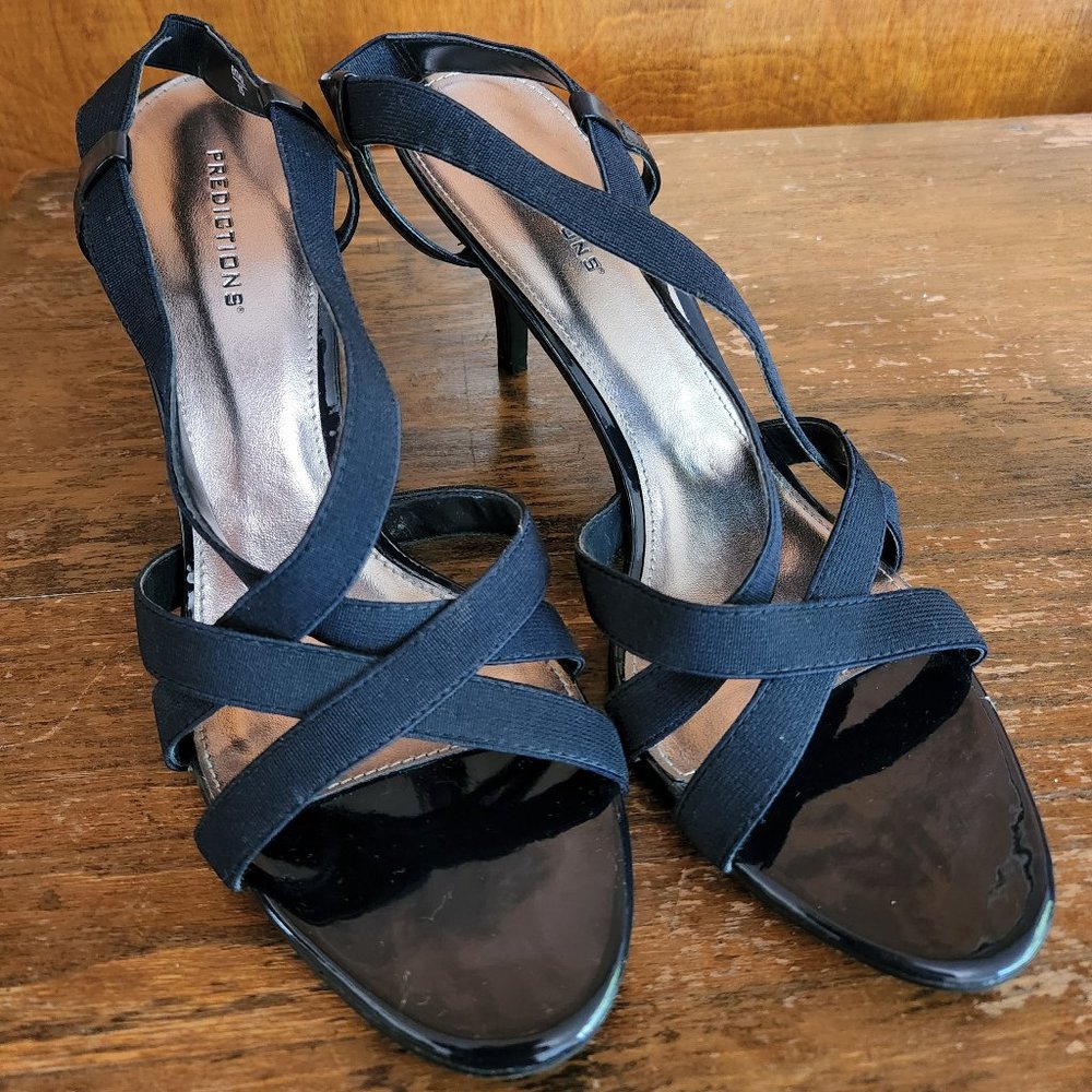 Sandals with Elastic Straps, Navy, Size 11